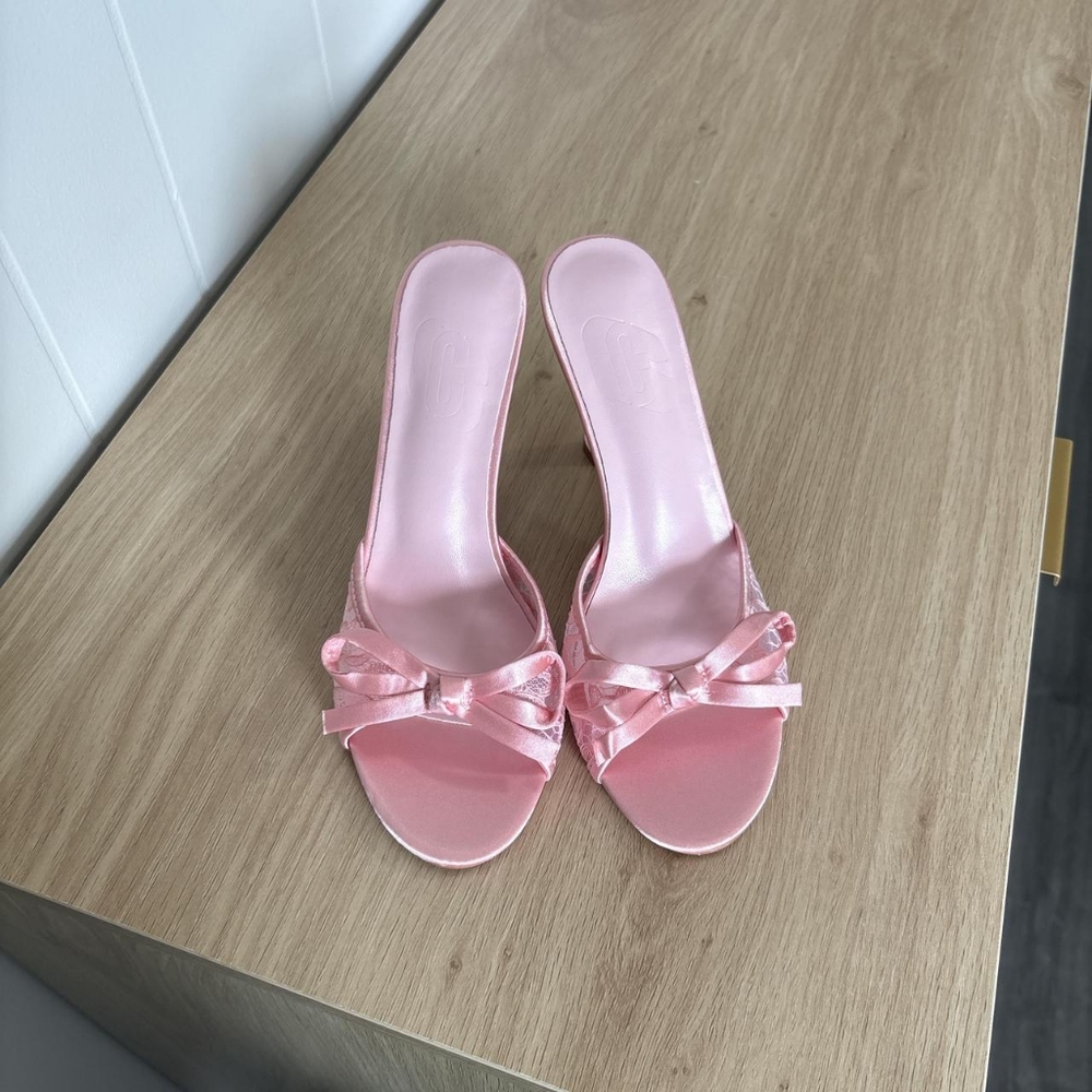 Elegant Pink Satin Women's Slide Sandals